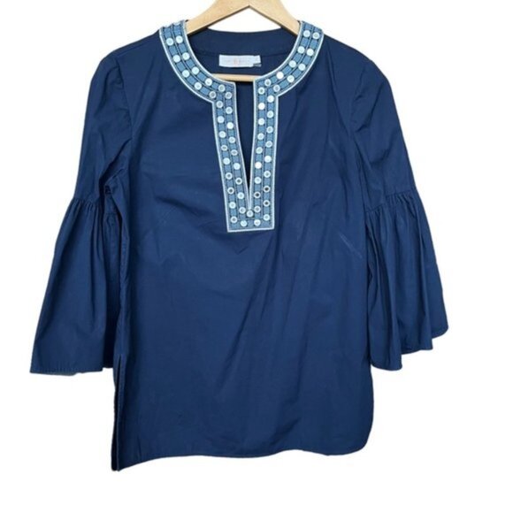 Tory Burch Ariana Blouse Embellished Embroidered‎ Women Size 6 - Picture 3 of 10